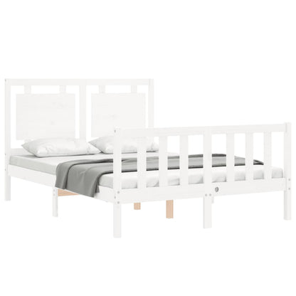 Estrutura de cama com cabeceira 140x190cm madeira maciça branco