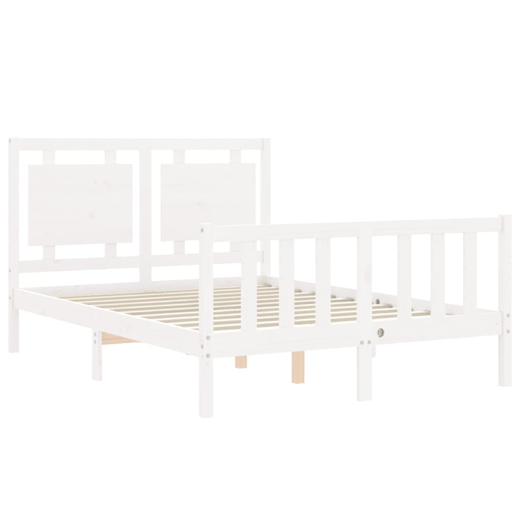 Estrutura de cama com cabeceira 140x190cm madeira maciça branco