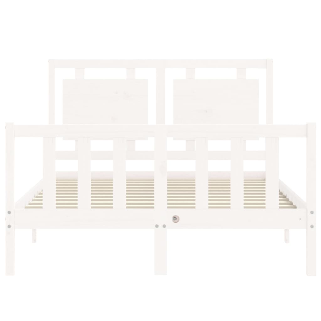 Estrutura de cama com cabeceira 140x190cm madeira maciça branco