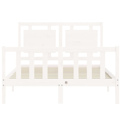 Estrutura de cama com cabeceira 140x190cm madeira maciça branco