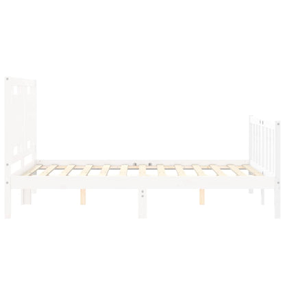 Estrutura de cama com cabeceira 140x190cm madeira maciça branco