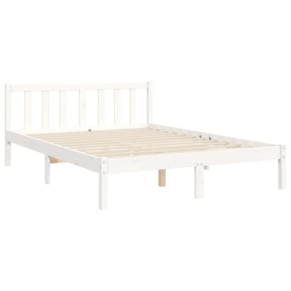 Estrutura de cama com cabeceira 140x190cm madeira maciça branco