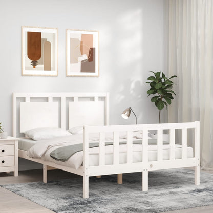 Estrutura de cama com cabeceira 140x190cm madeira maciça branco