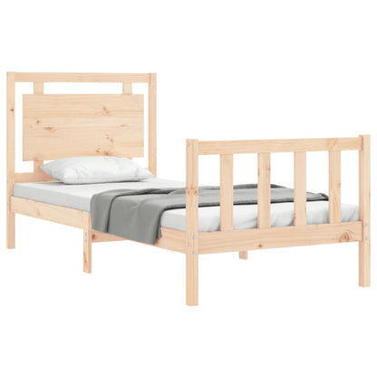 Estrutura de cama com cabeceira 90x200 cm madeira maciça