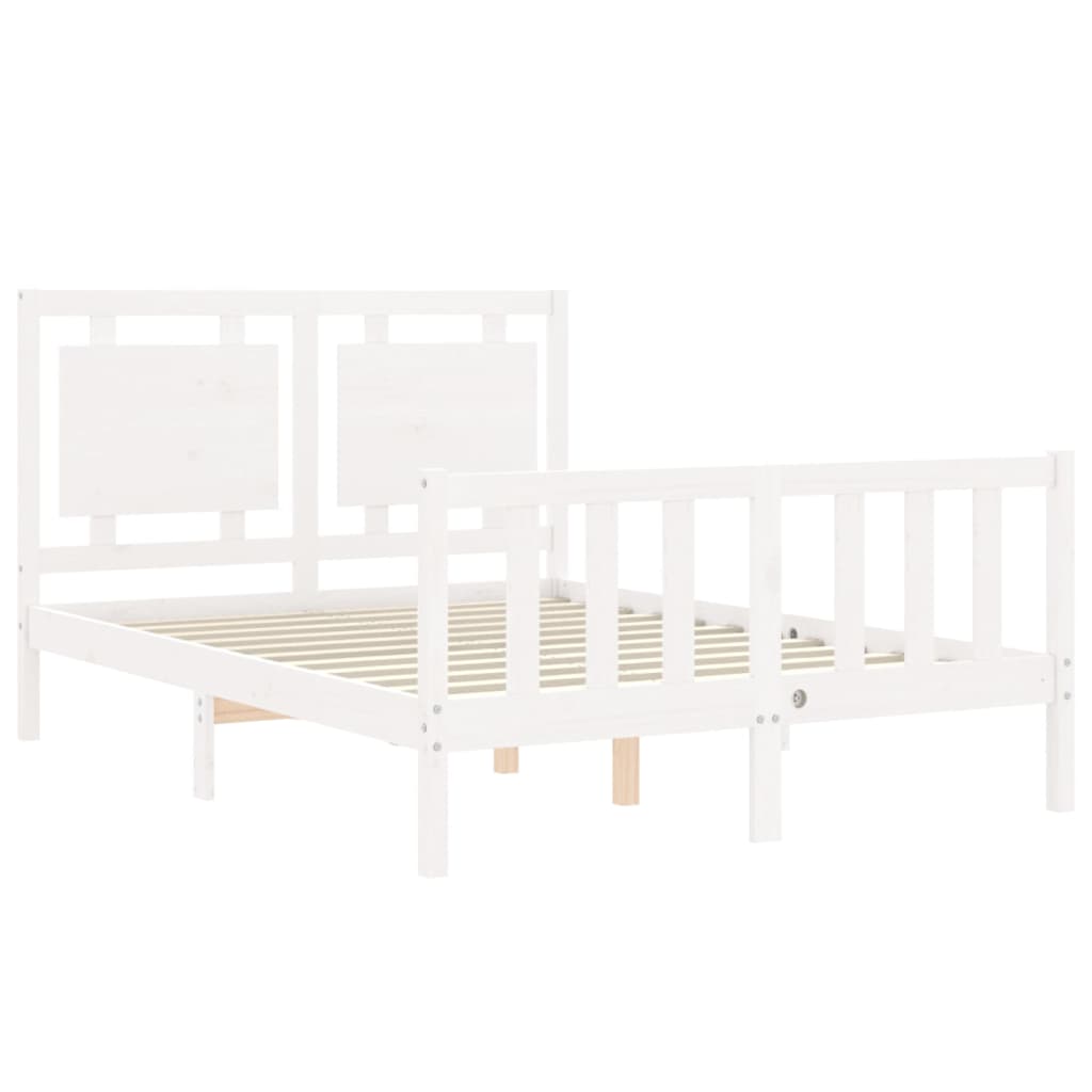 Estrutura de cama com cabeceira 120x200cm madeira maciça branco