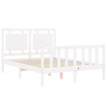 Estrutura de cama com cabeceira 120x200cm madeira maciça branco