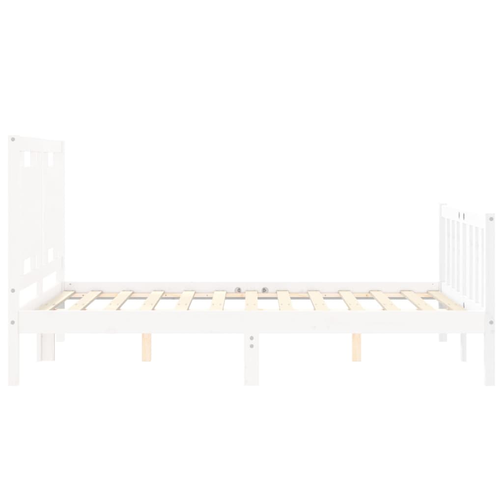 Estrutura de cama com cabeceira 120x200cm madeira maciça branco