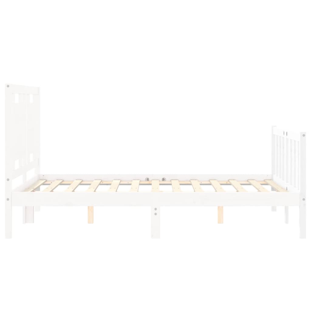 Estrutura de cama com cabeceira 140x200cm madeira maciça branco