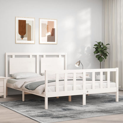 Estrutura de cama King Size com cabeceira madeira maciça branco