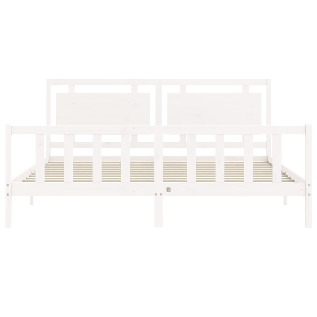 Estrutura de cama com cabeceira 180x200cm madeira maciça branco