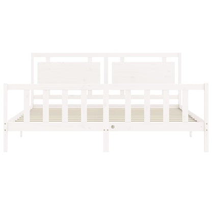 Estrutura de cama com cabeceira 180x200cm madeira maciça branco