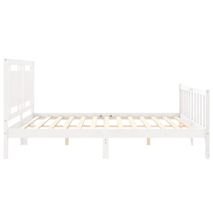 Estrutura de cama com cabeceira 180x200cm madeira maciça branco