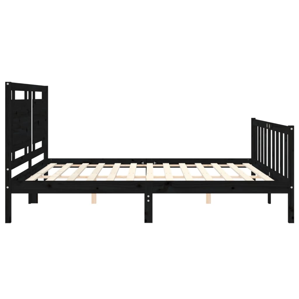 Estrutura de cama com cabeceira 180x200 cm madeira maciça preto