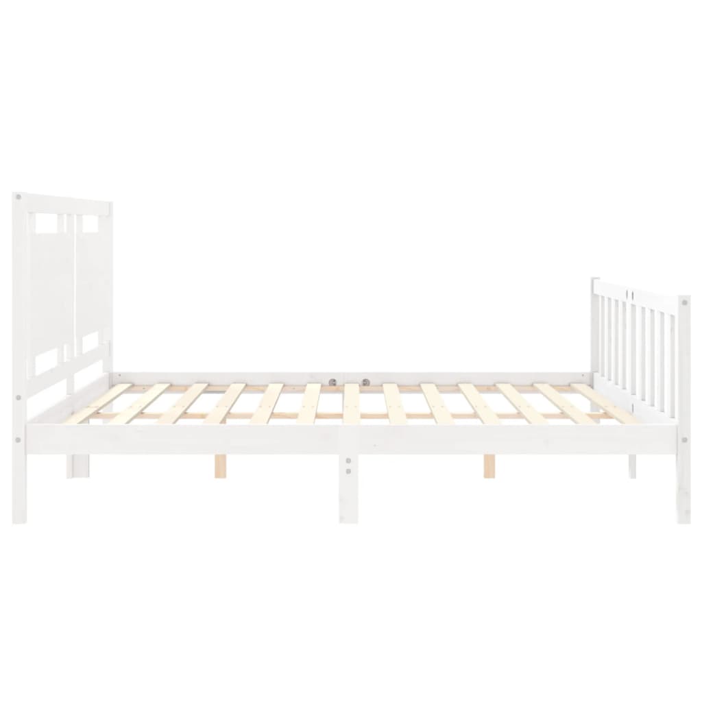 Estrutura de cama com cabeceira 200x200cm madeira maciça branco