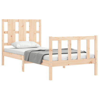 Estrutura de cama com cabeceira 90x190 cm madeira maciça