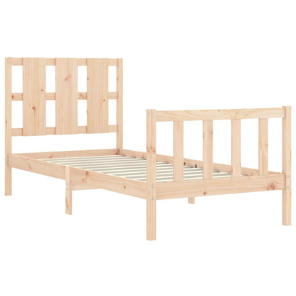 Estrutura de cama com cabeceira 90x190 cm madeira maciça