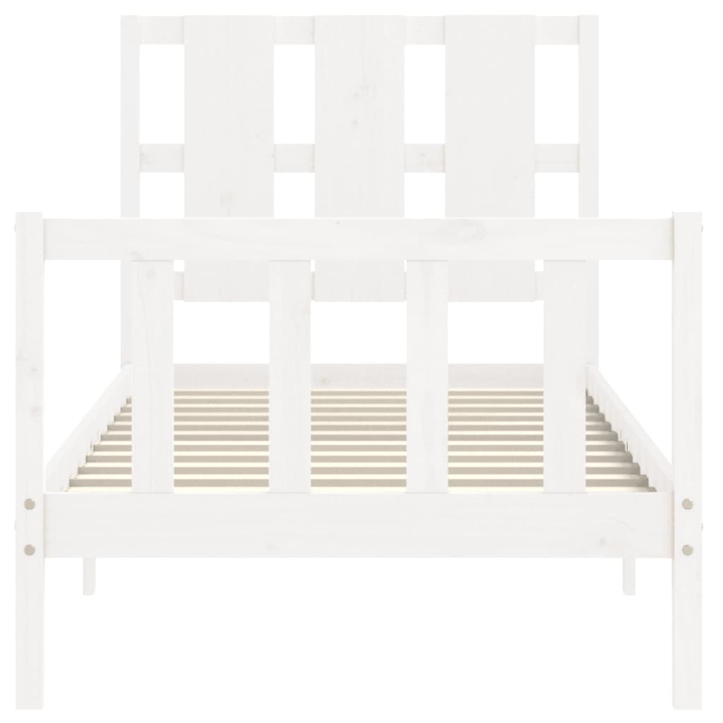 Estrutura de cama com cabeceira 90x190 cm madeira maciça branco