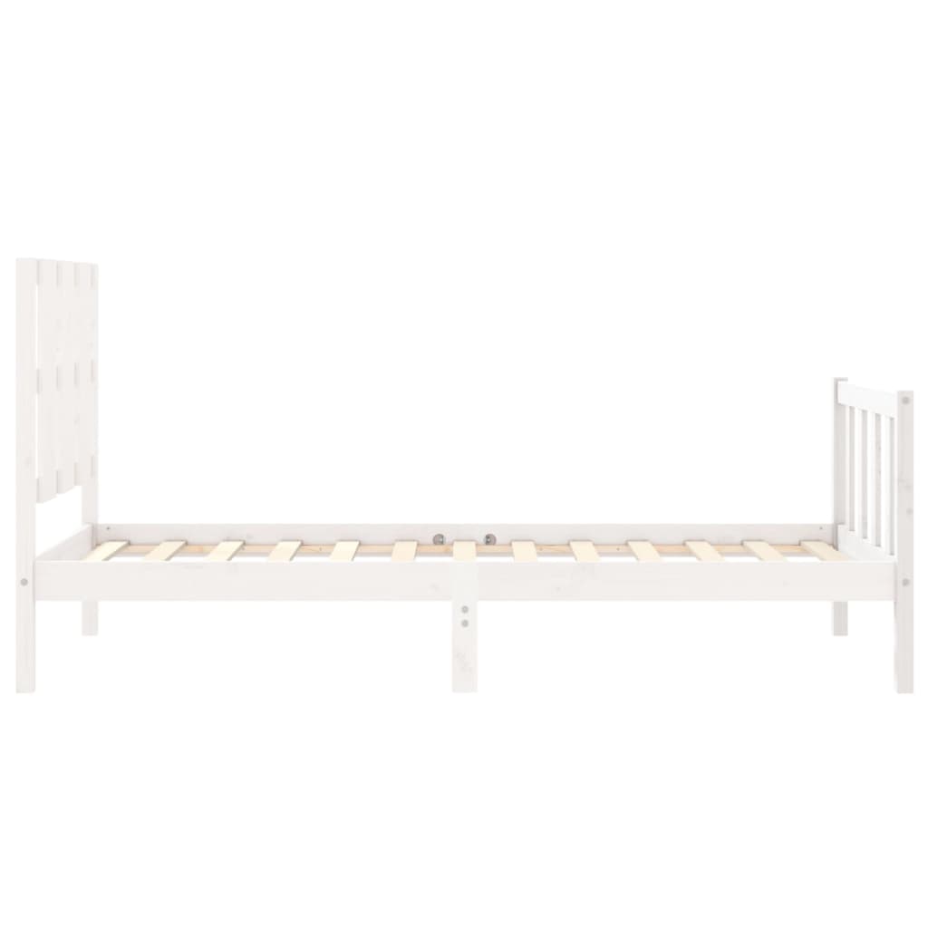 Estrutura de cama com cabeceira 90x190 cm madeira maciça branco