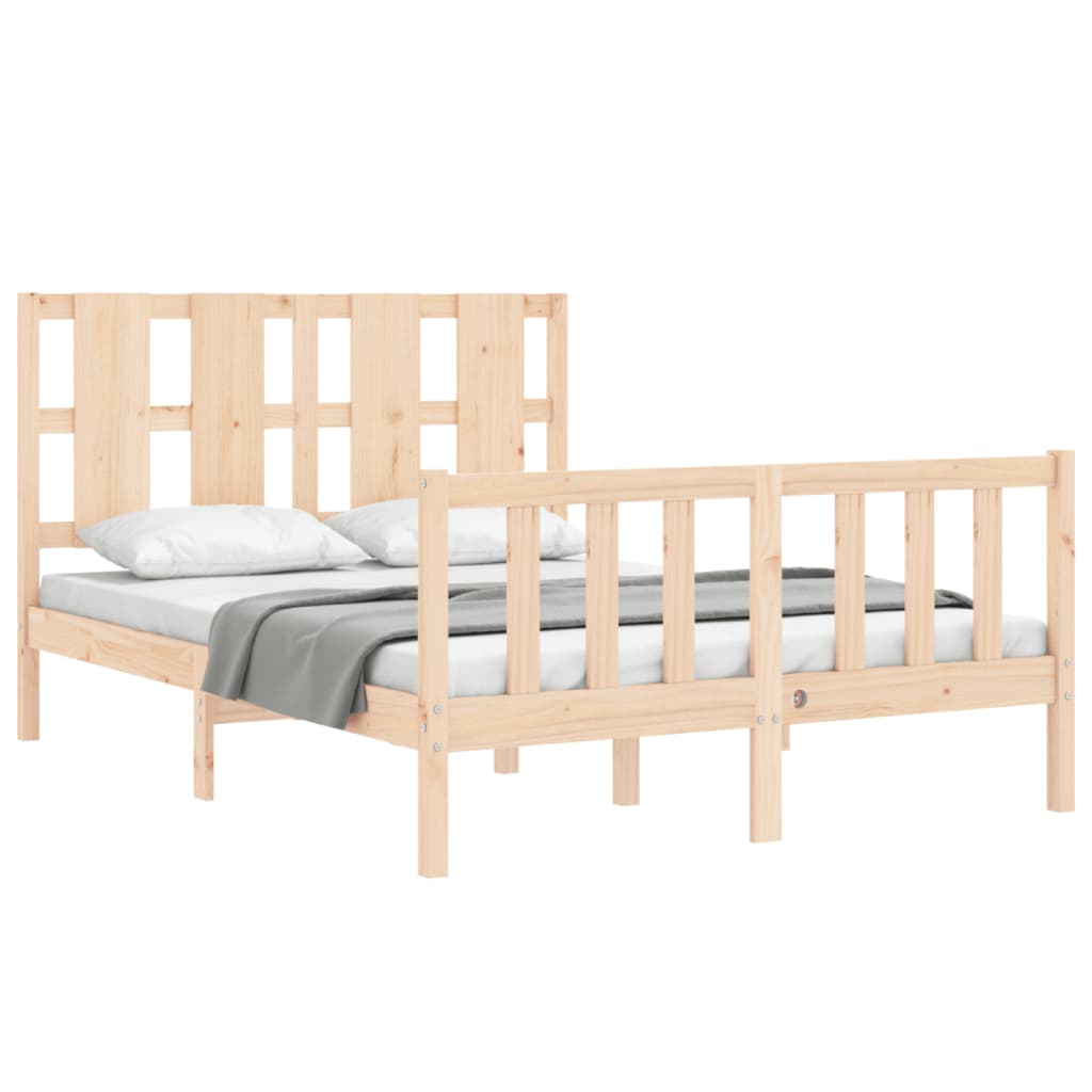 Estrutura de cama com cabeceira 140x190 cm madeira maciça