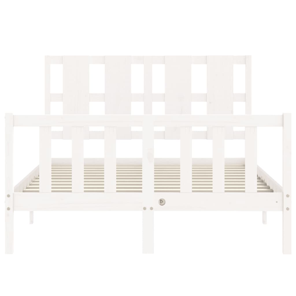 Estrutura de cama com cabeceira 140x190cm madeira maciça branco