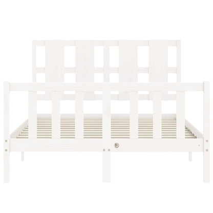 Estrutura de cama com cabeceira 140x190cm madeira maciça branco