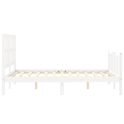 Estrutura de cama com cabeceira 140x190cm madeira maciça branco