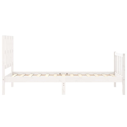 Estrutura de cama com cabeceira 100x200cm madeira maciça branco