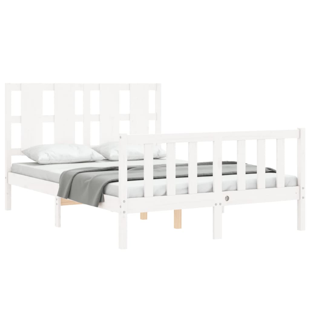 Estrutura de cama com cabeceira 120x200cm madeira maciça branco