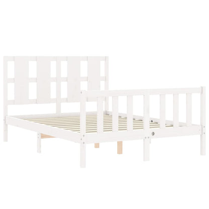 Estrutura de cama com cabeceira 120x200cm madeira maciça branco