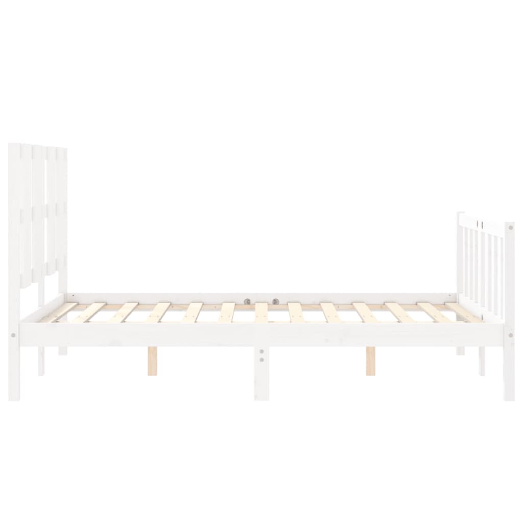 Estrutura de cama com cabeceira 120x200cm madeira maciça branco