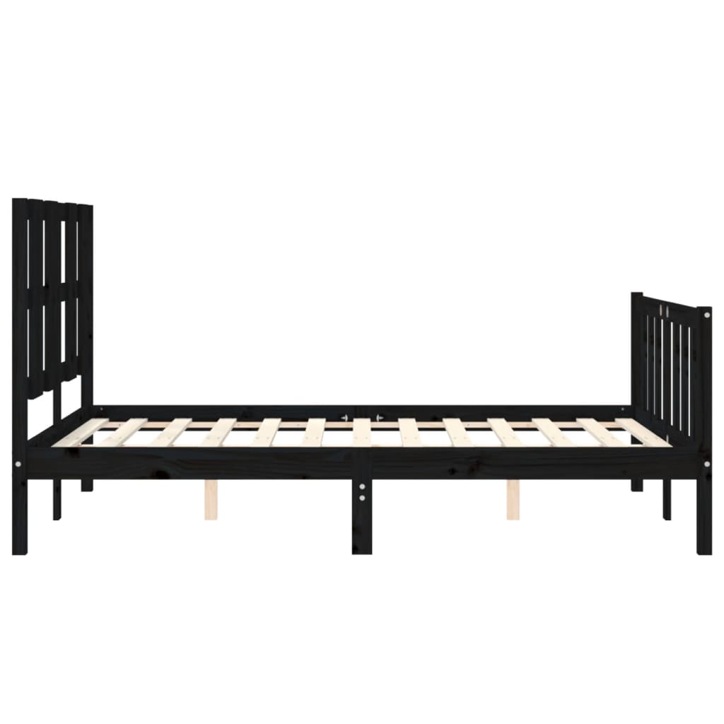 Estrutura de cama com cabeceira 120x200cm madeira maciçao preto