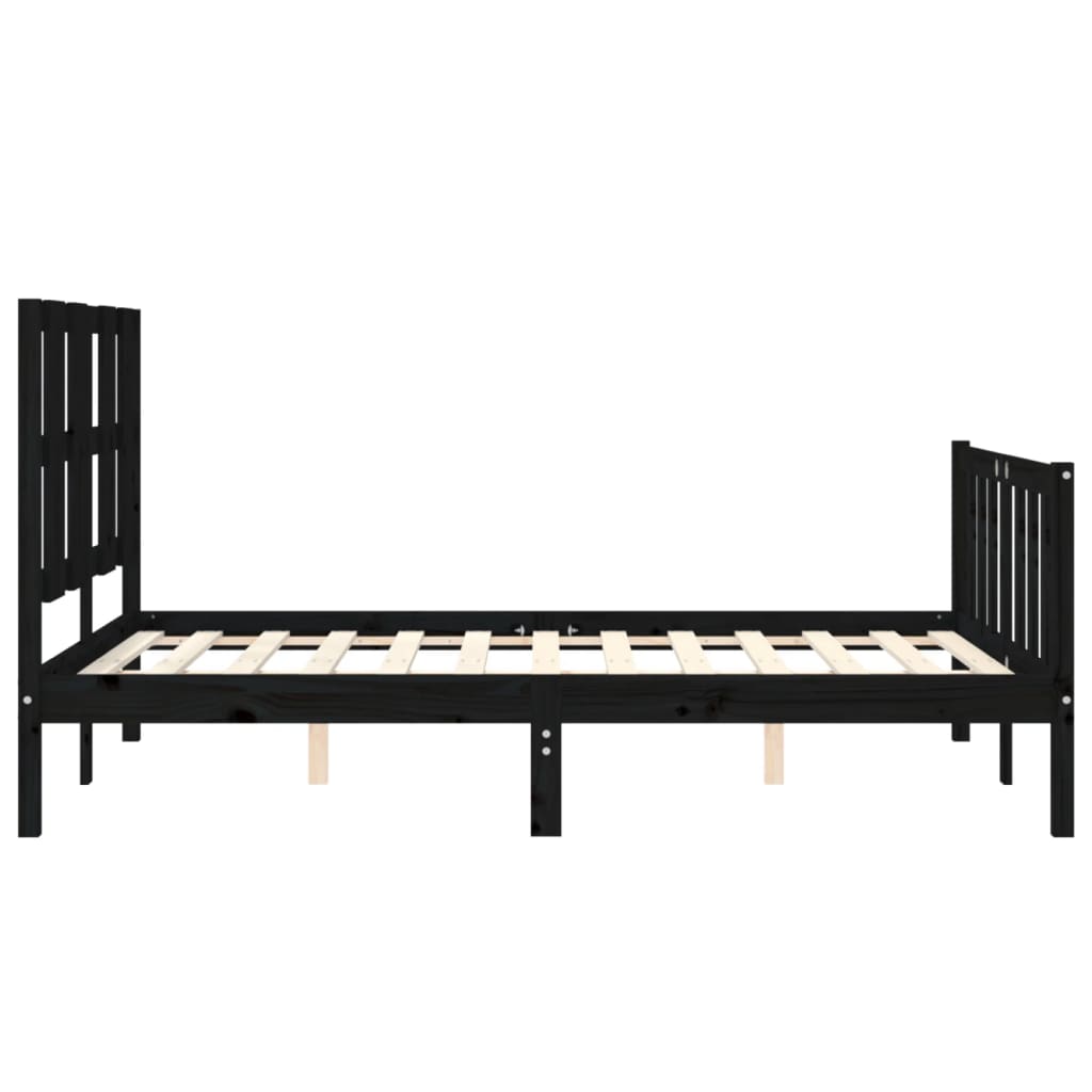 Estrutura de cama com cabeceira 140x200 cm madeira maciça preto