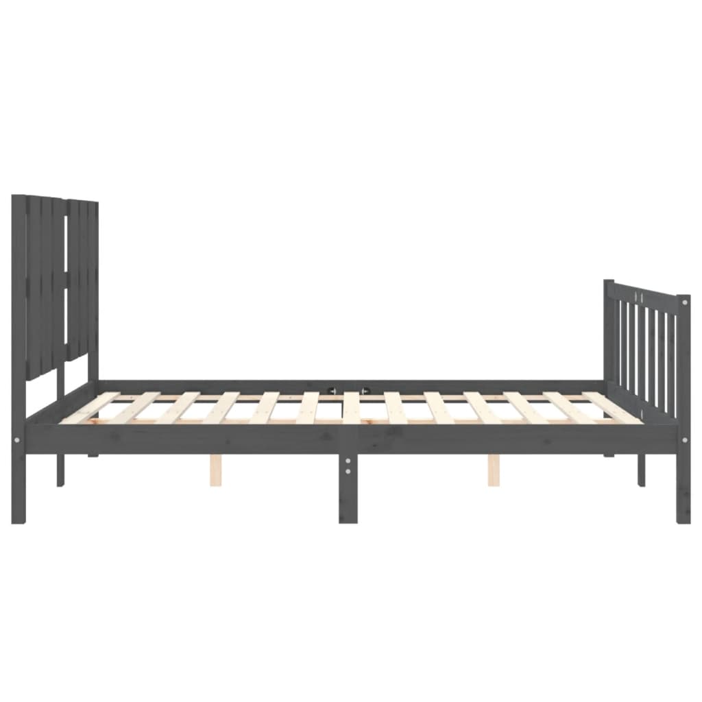 Estrutura de cama com cabeceira 160x200 cm madeira maciça cinza