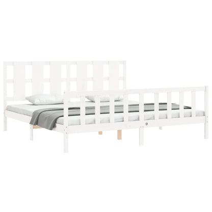 Estrutura de cama com cabeceira 180x200cm madeira maciça branco