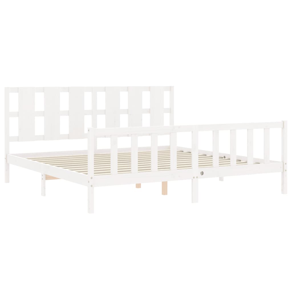 Estrutura de cama com cabeceira 180x200cm madeira maciça branco