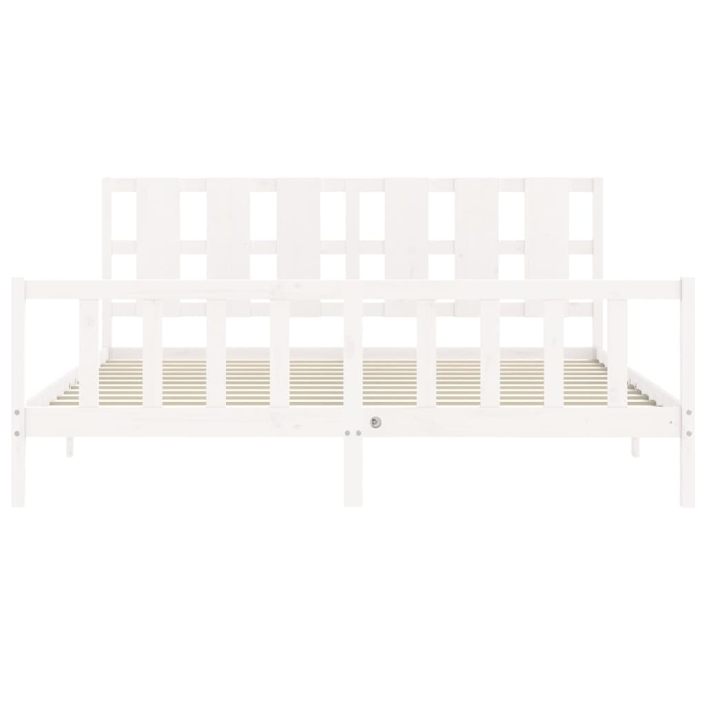 Estrutura de cama com cabeceira 180x200cm madeira maciça branco