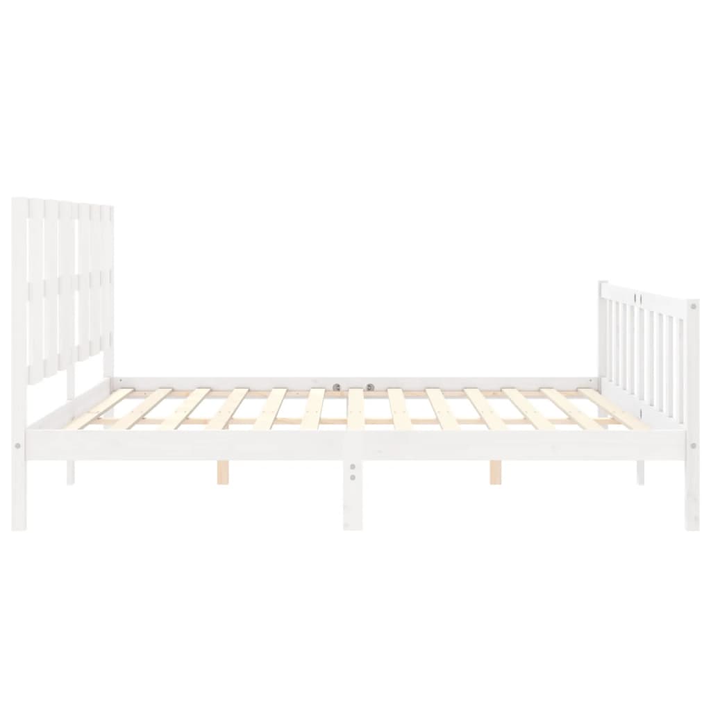 Estrutura de cama com cabeceira 180x200cm madeira maciça branco