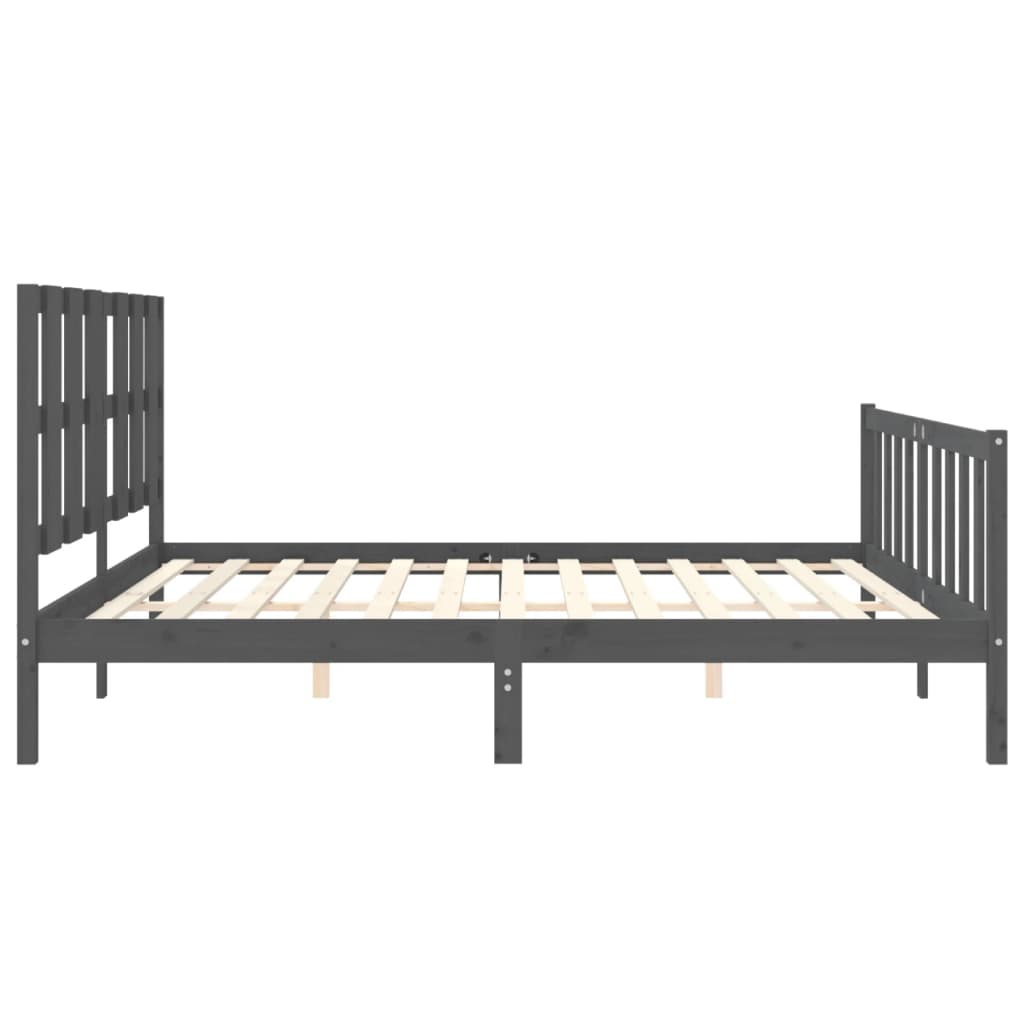 Estrutura de cama com cabeceira 180x200 cm madeira maciça cinza