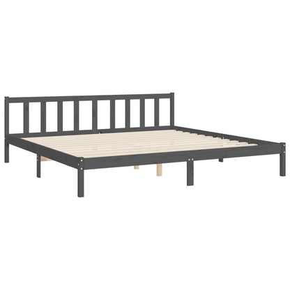 Estrutura de cama com cabeceira 180x200 cm madeira maciça cinza