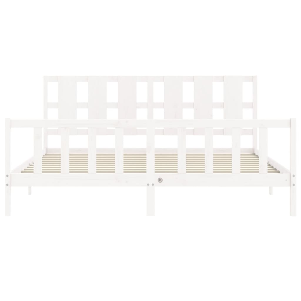 Estrutura de cama com cabeceira 200x200cm madeira maciça branco