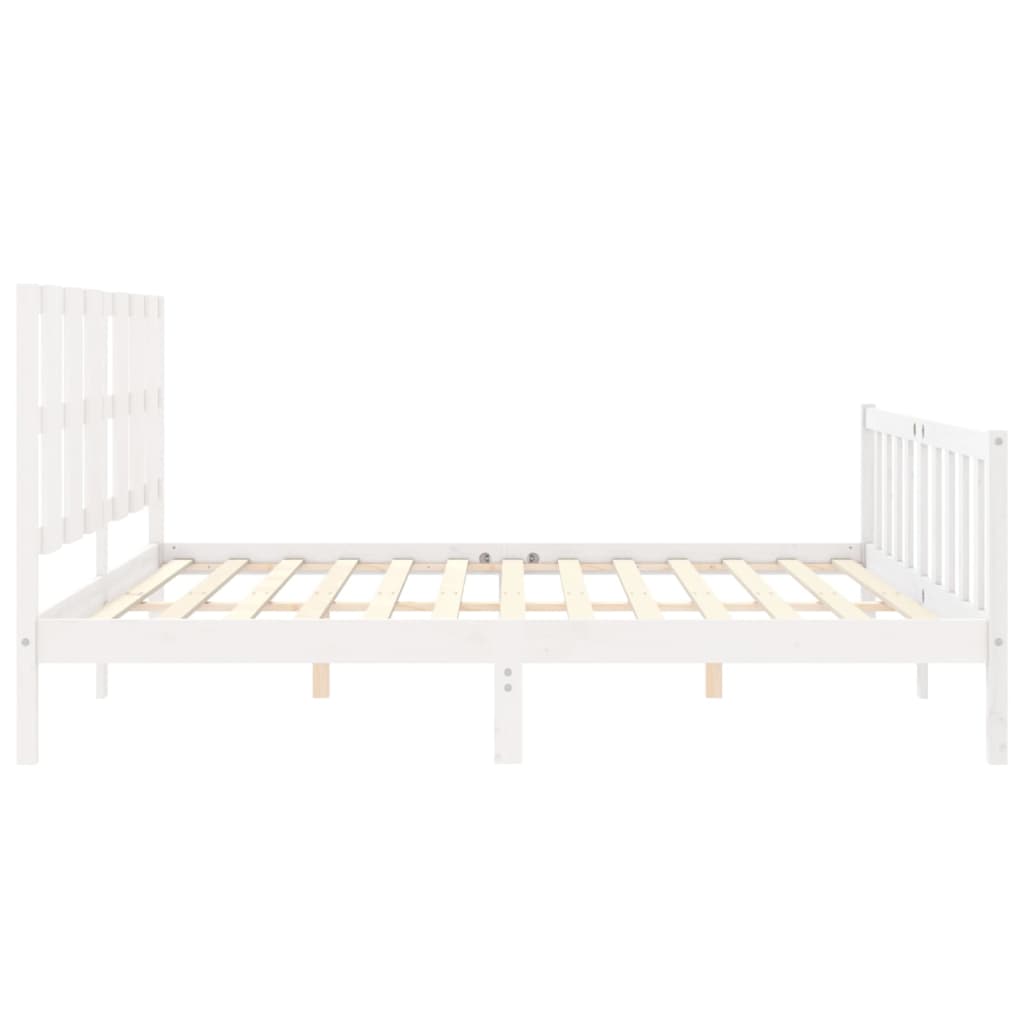 Estrutura de cama com cabeceira 200x200cm madeira maciça branco