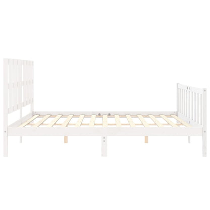 Estrutura de cama com cabeceira 200x200cm madeira maciça branco