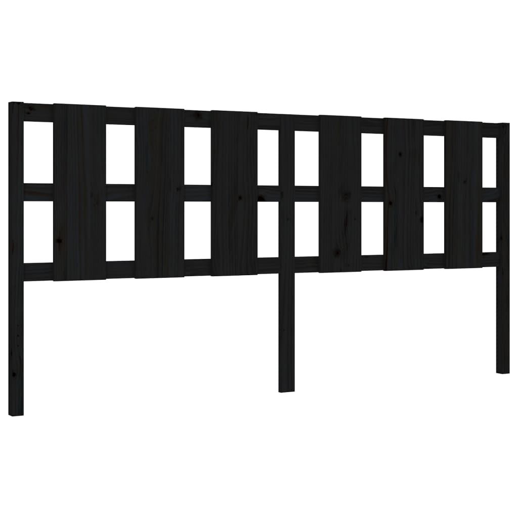 Estrutura de cama com cabeceira 200x200 cm madeira maciça preto