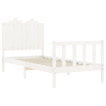 Estrutura de cama com cabeceira 90x190 cm madeira maciça branco