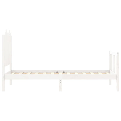 Estrutura de cama com cabeceira 90x190 cm madeira maciça branco