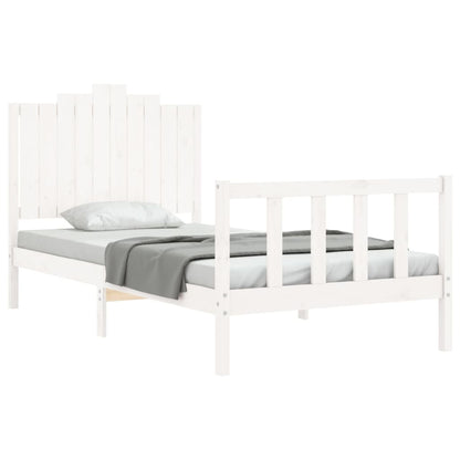 Estrutura de cama com cabeceira 100x200cm madeira maciça branco