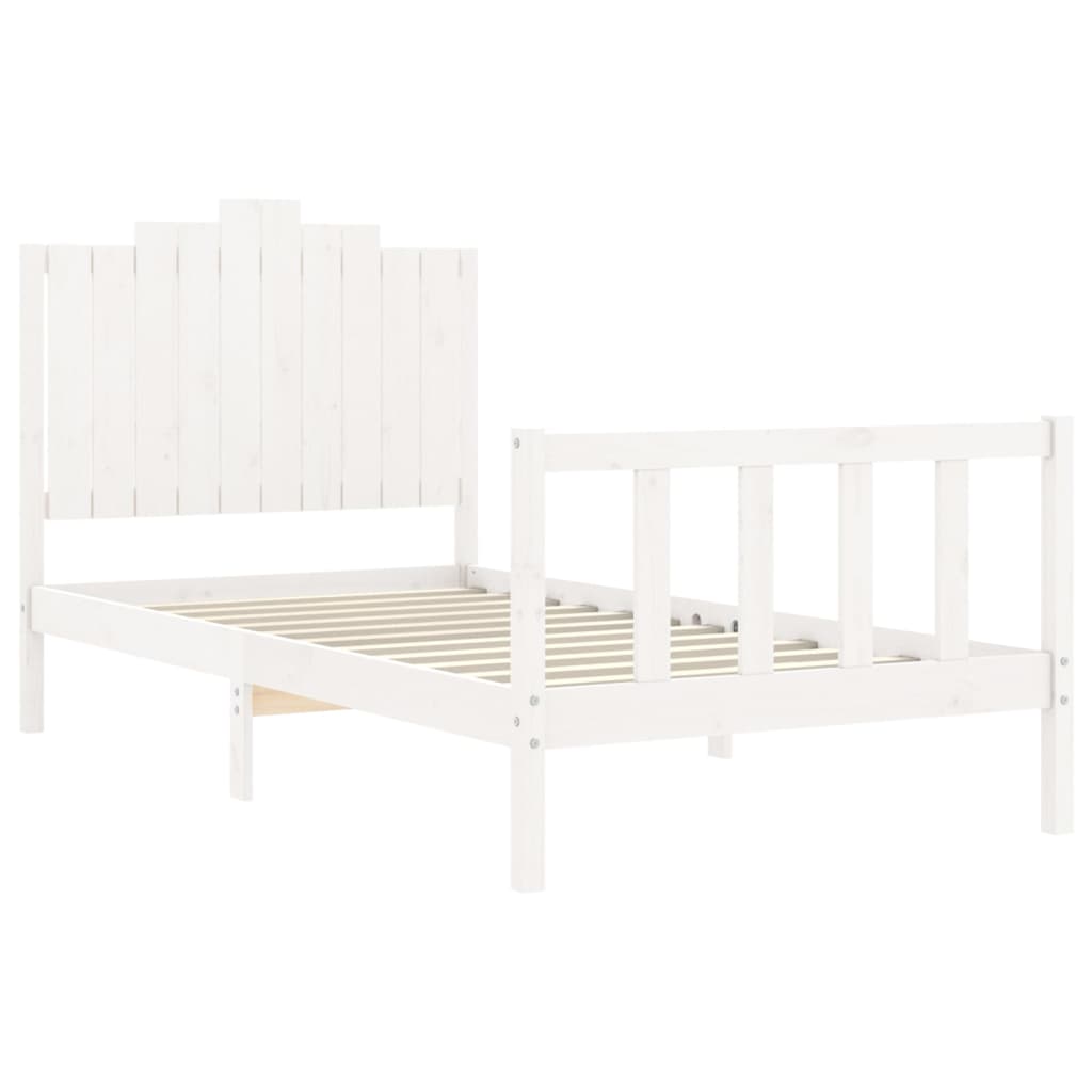 Estrutura de cama com cabeceira 100x200cm madeira maciça branco