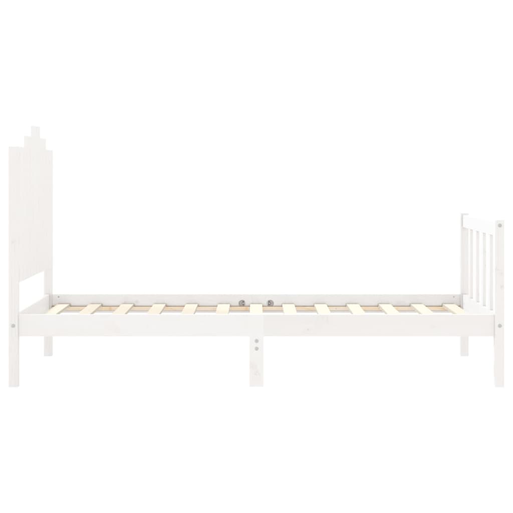 Estrutura de cama com cabeceira 100x200cm madeira maciça branco