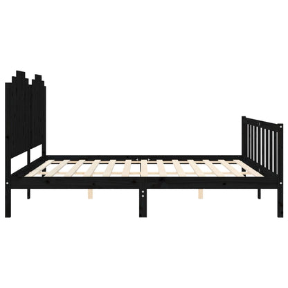 Estrutura de cama com cabeceira 200x200 cm madeira maciça preto