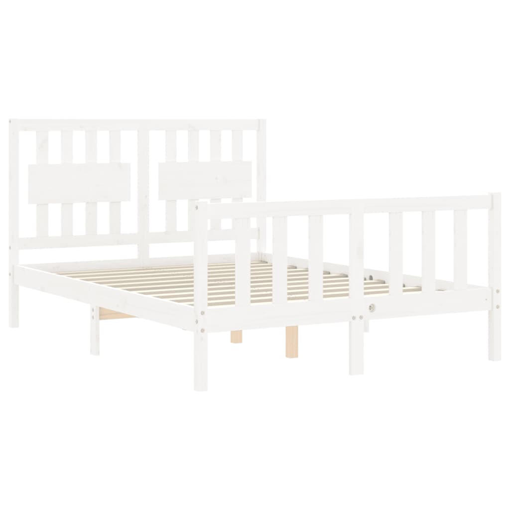 Estrutura de cama com cabeceira 140x190cm madeira maciça branco